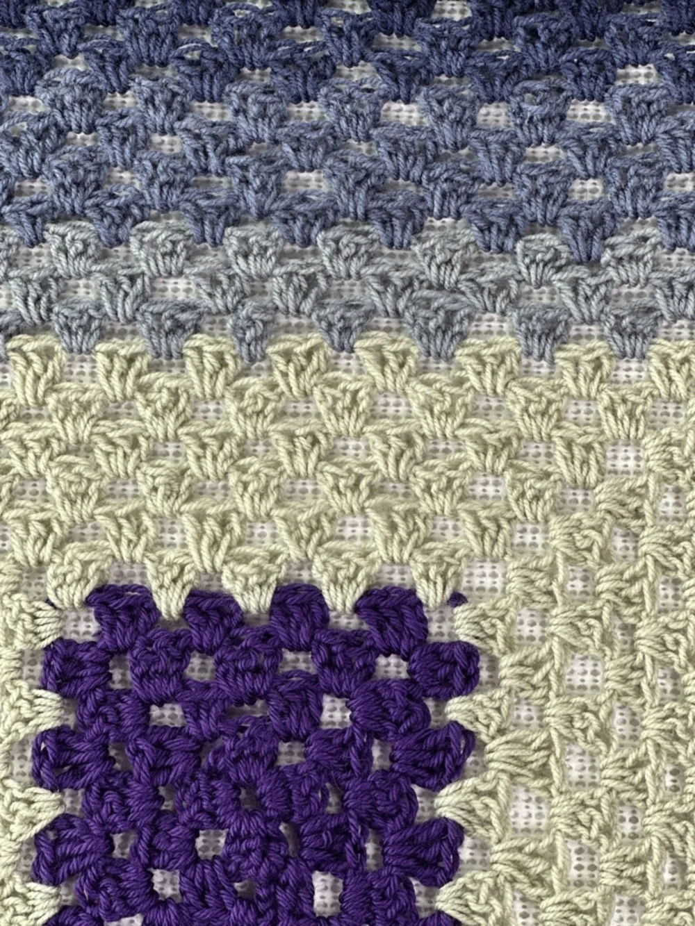 Handmade Crochet Throw Blanket Granny Square Afghan Purple Blue Grey 33x33